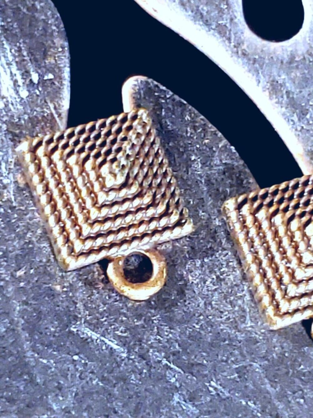 Avant Garde Antique Bronze Egyptian Pyramid Dotted Earring Post Findings 2 pcs